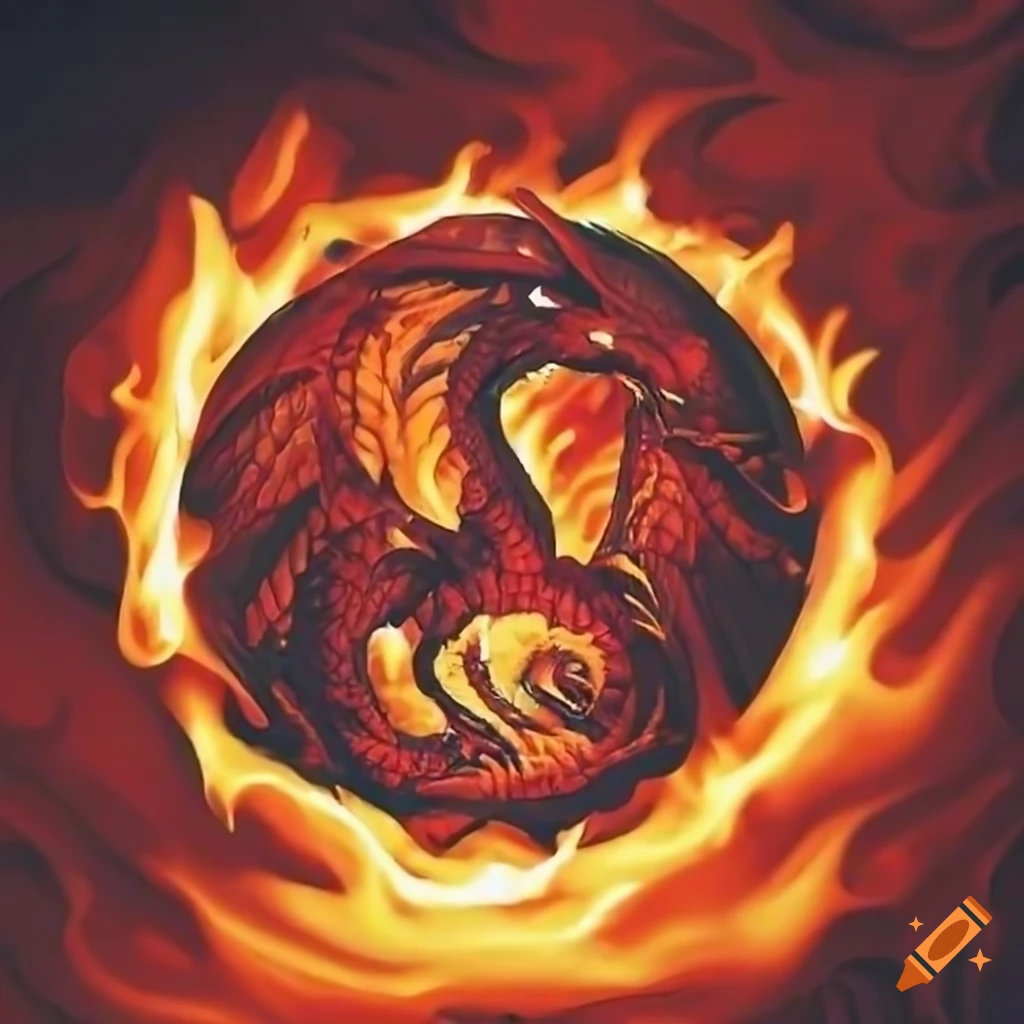 image of a dragon within a circle of fire