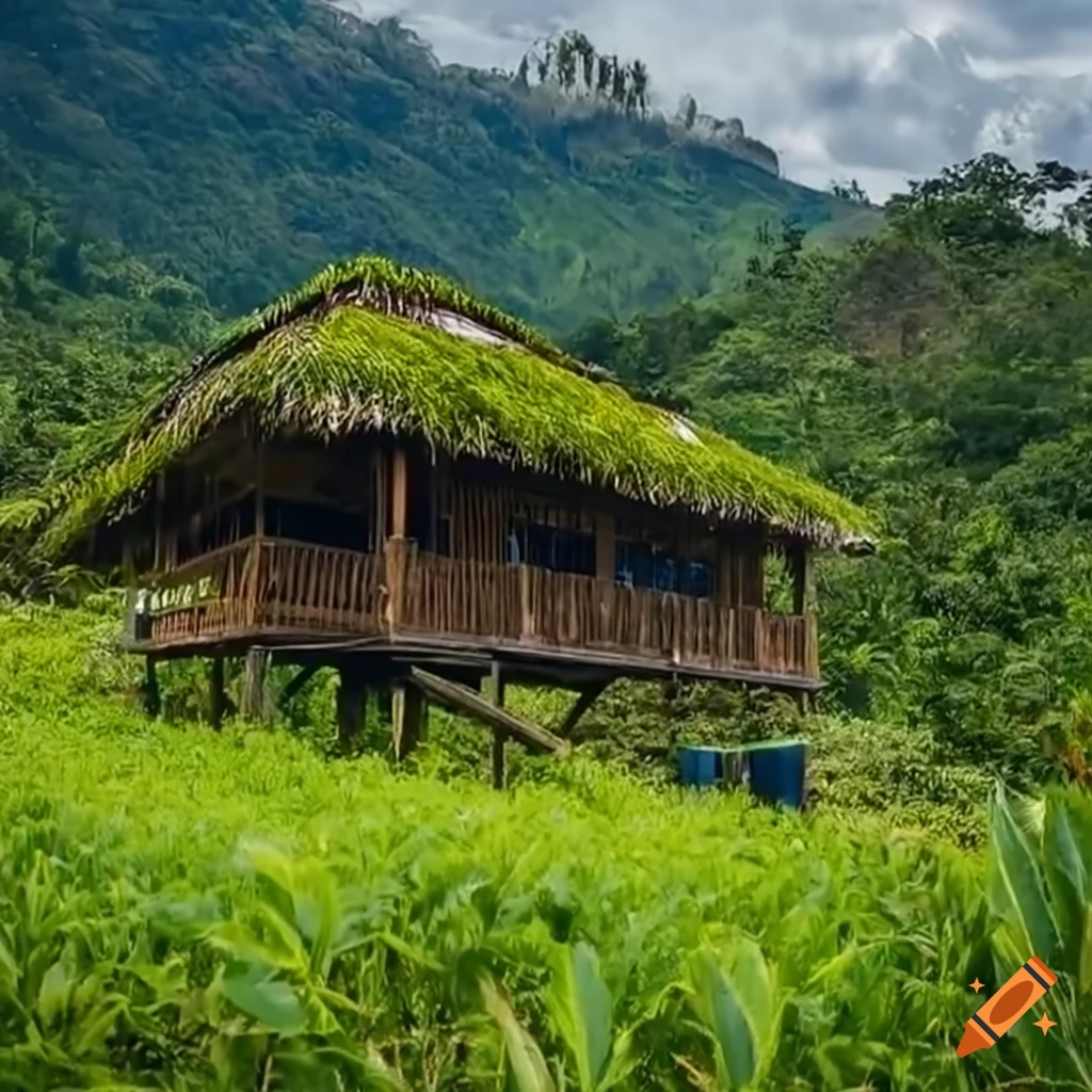 portrait of a Cordillera Indigenous family with solar panel roofing