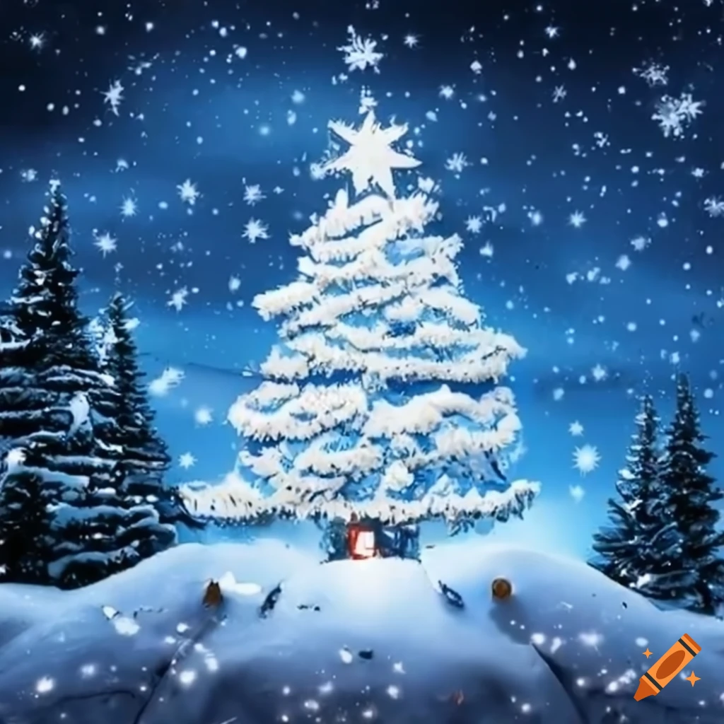 bannière de Noël avec de la neige et un sapin décoré