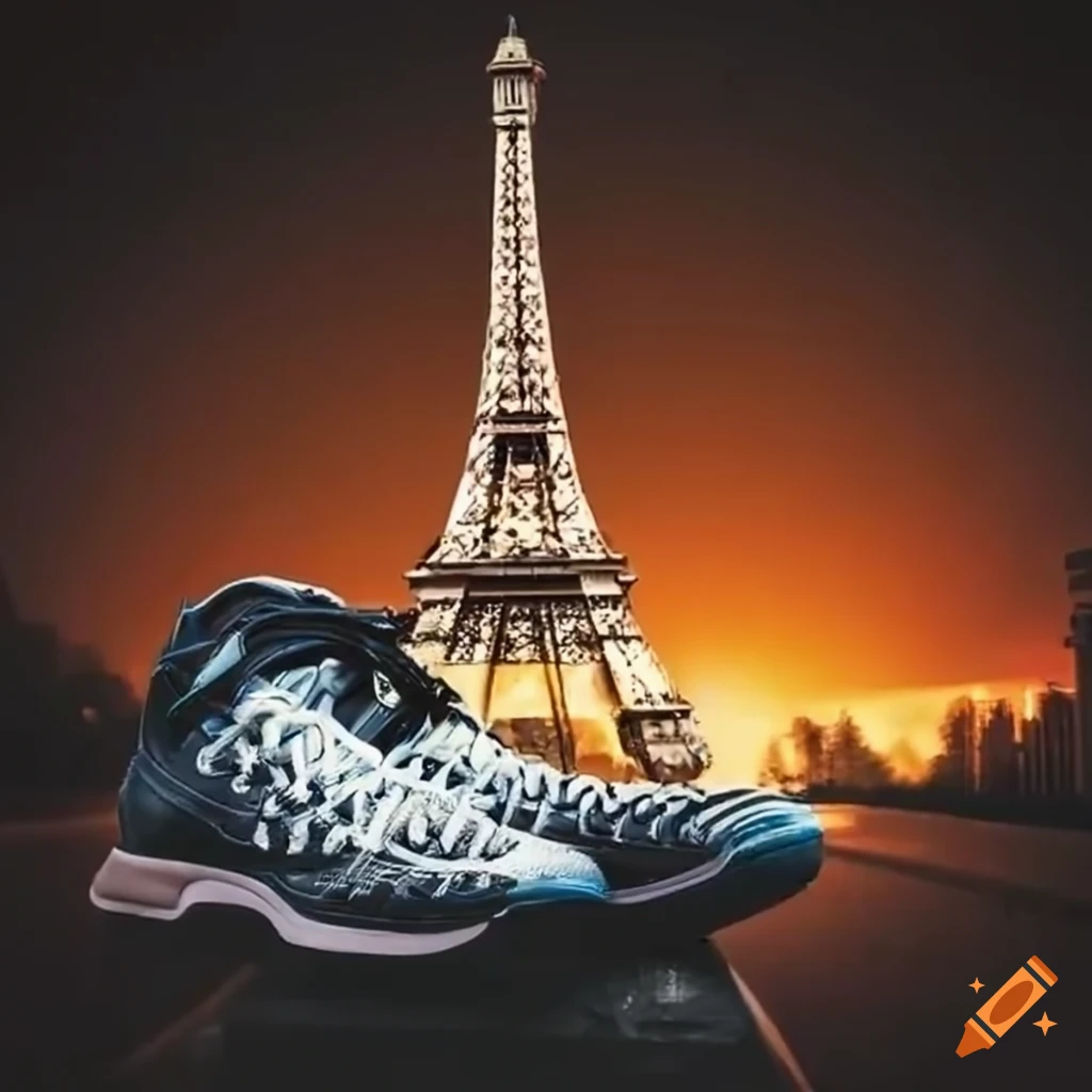Basketball shoe with eiffel tower in background