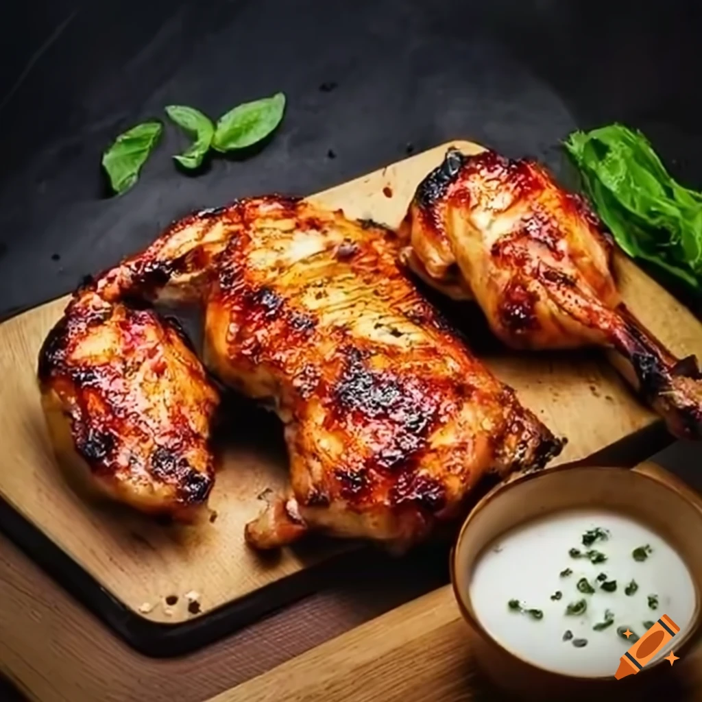 grilled BBQ chicken on a cutting board