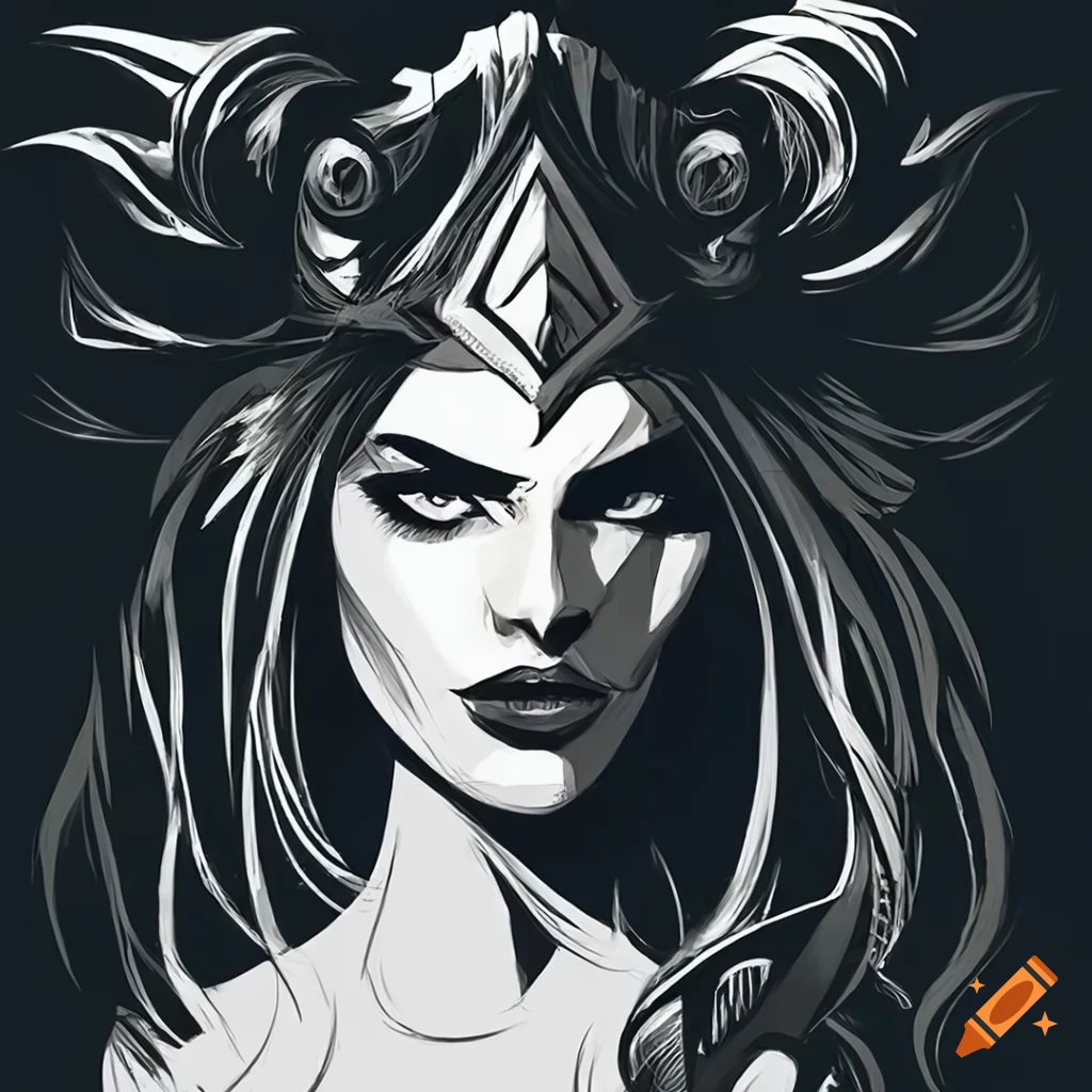 Digital artwork of a fierce warrior woman on Craiyon