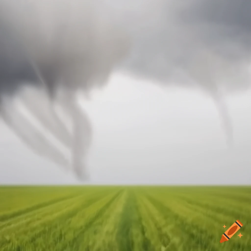 panoramic view of a field with multiple tornadoes