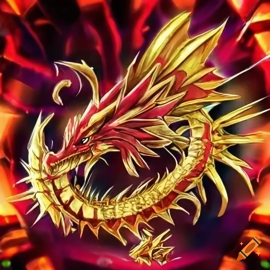 Yugioh card art of Aztec Jade Dragon with red and gold feathers