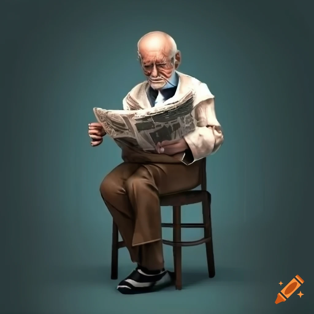 digital art of an old man reading newspaper