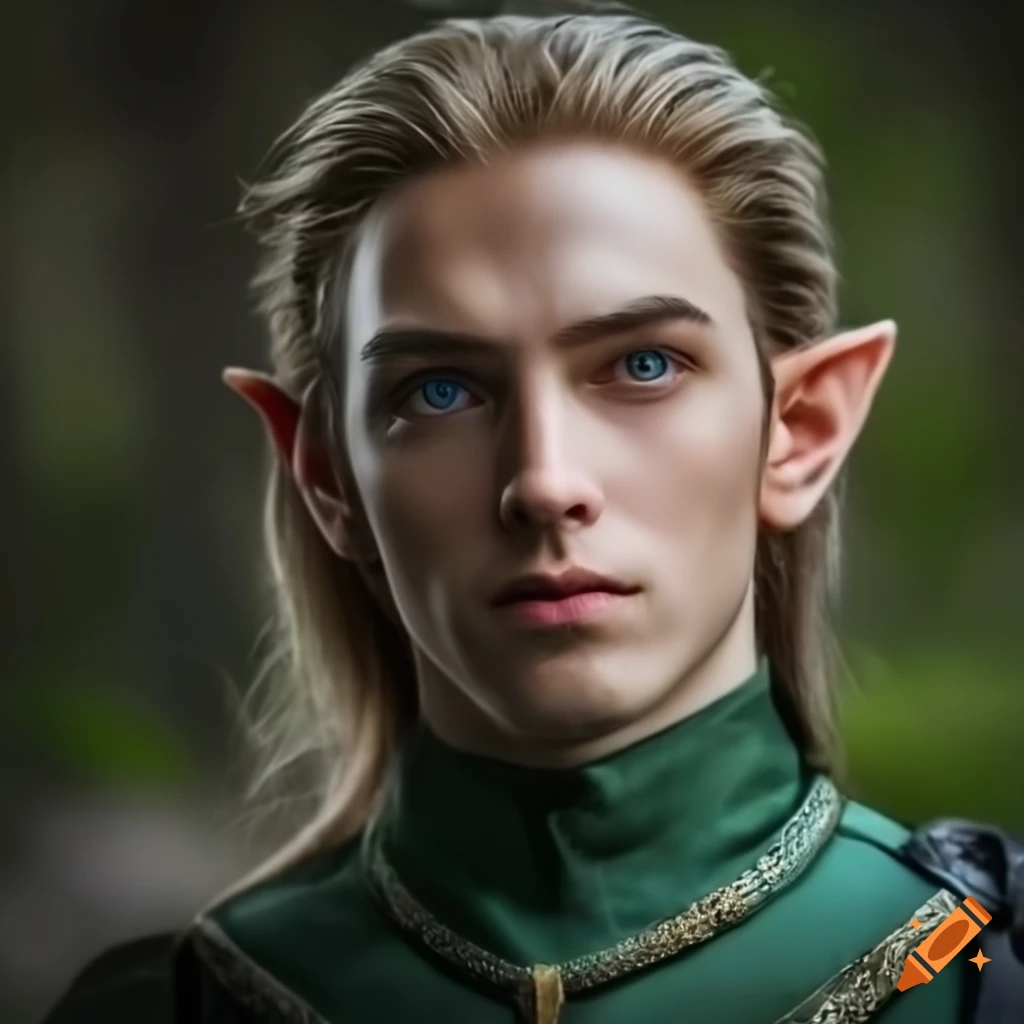 Ethereal light on a beautiful male Elf on Craiyon