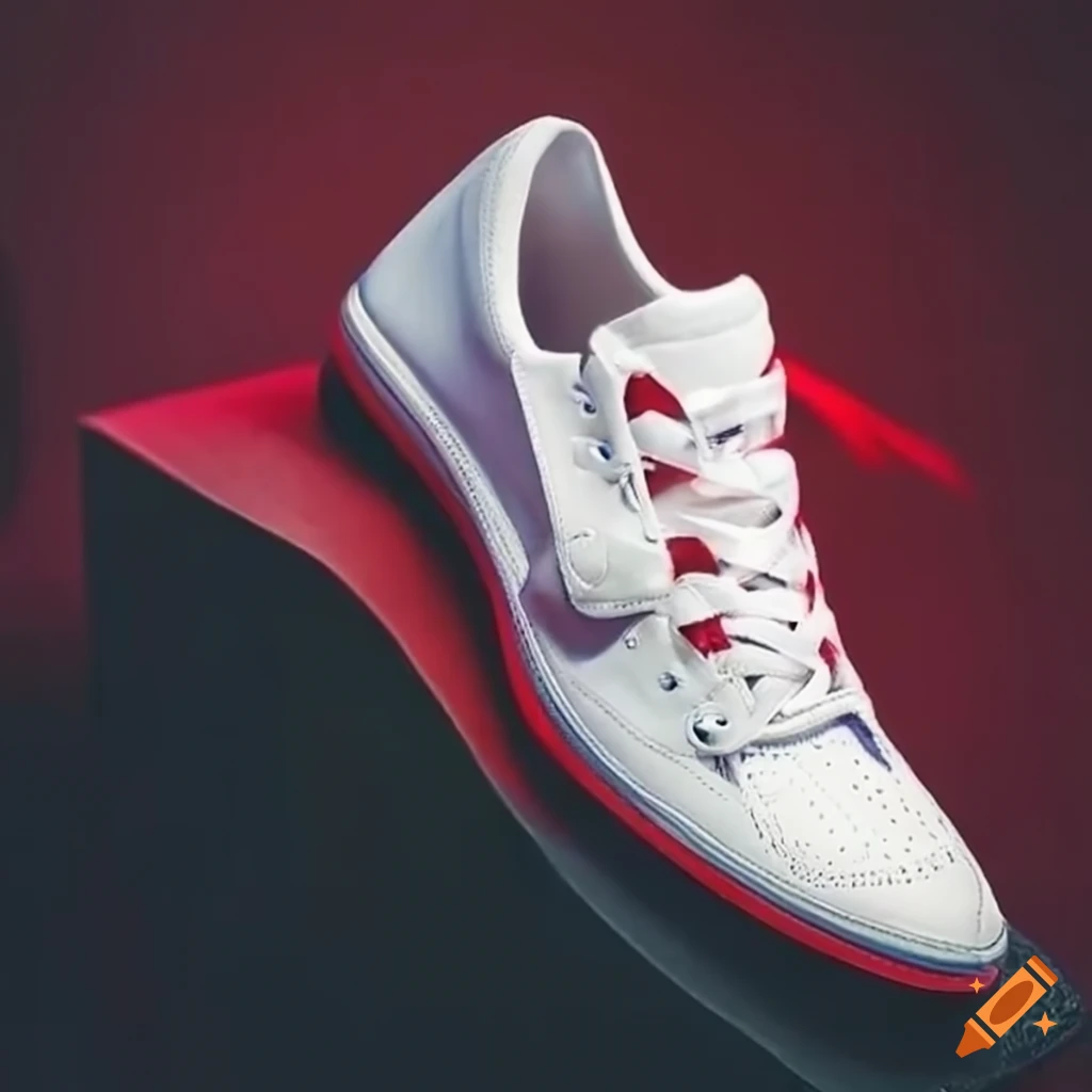 Fashionable white shoes with red accents on Craiyon