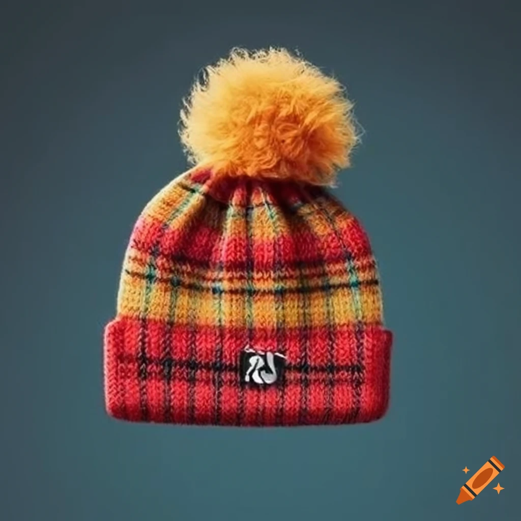red and yellow plaid beanie with I S U logo