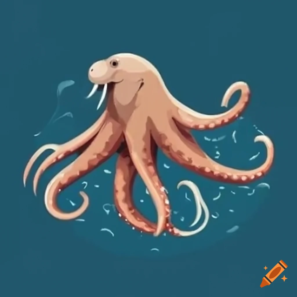 hybrid walrus octopus in water