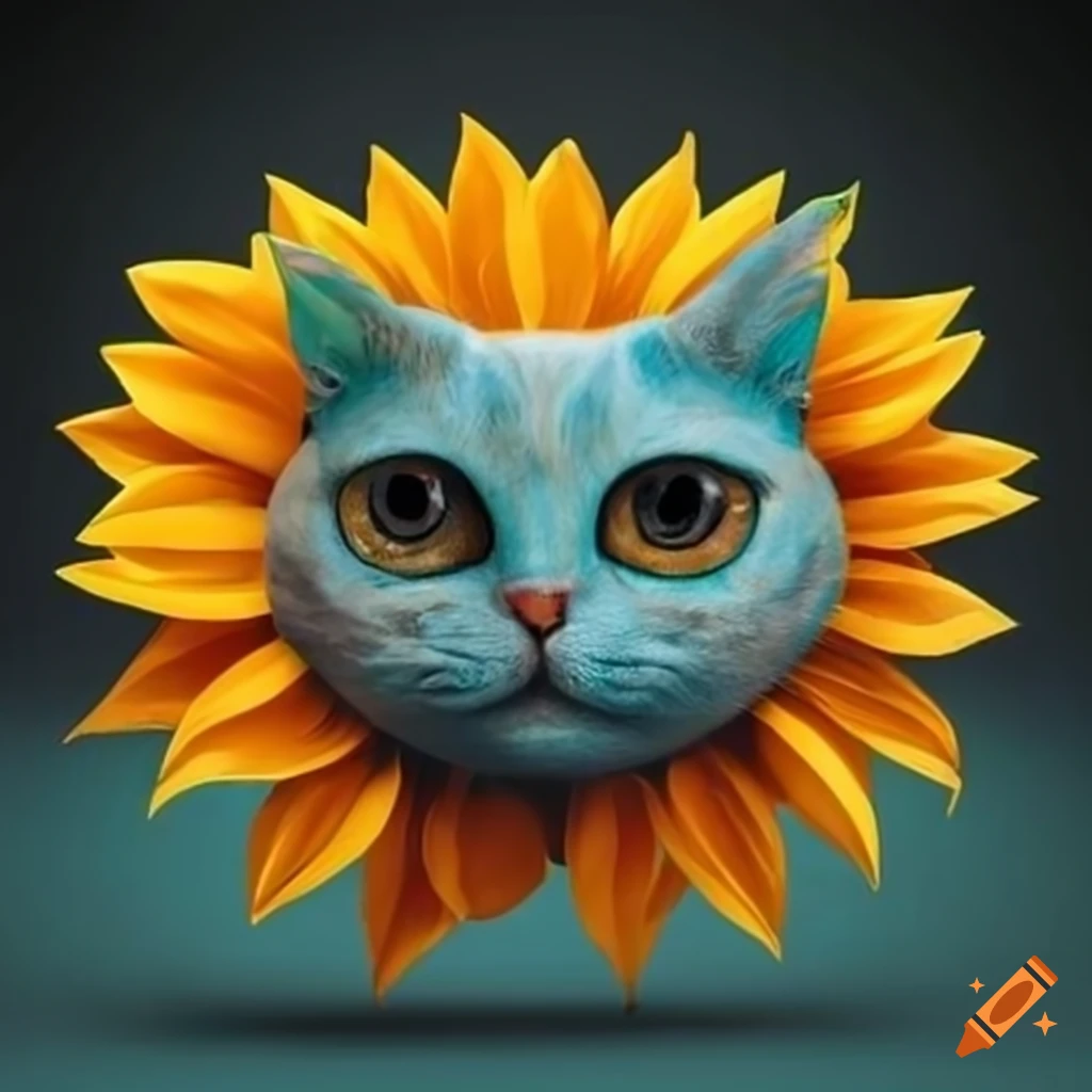 dull-colored alien cat with sunflower-shaped head