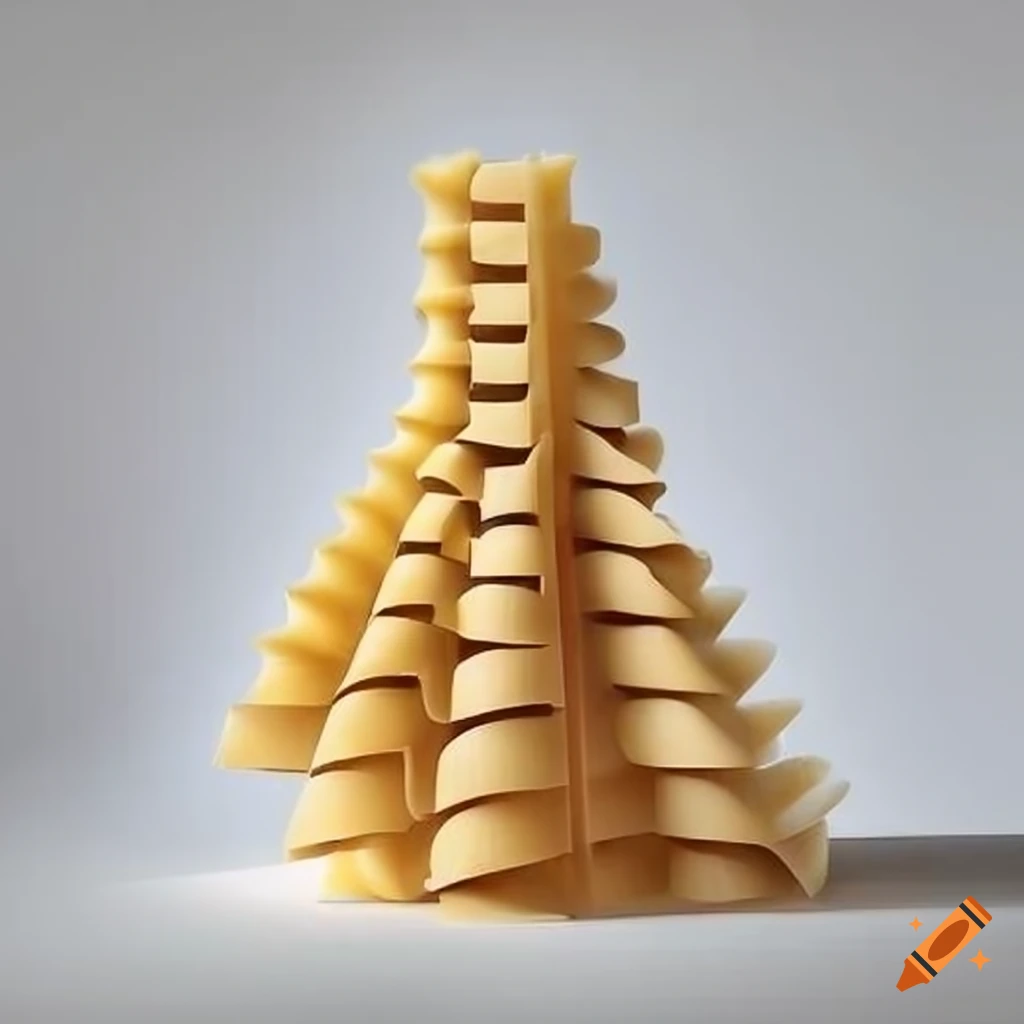 artwork depicting Italian buildings made of pasta
