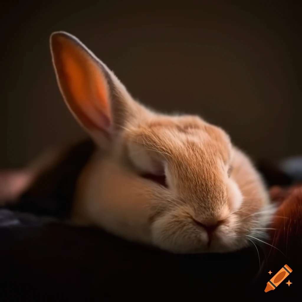 Cute rabbit sleeping in a blanket on Craiyon