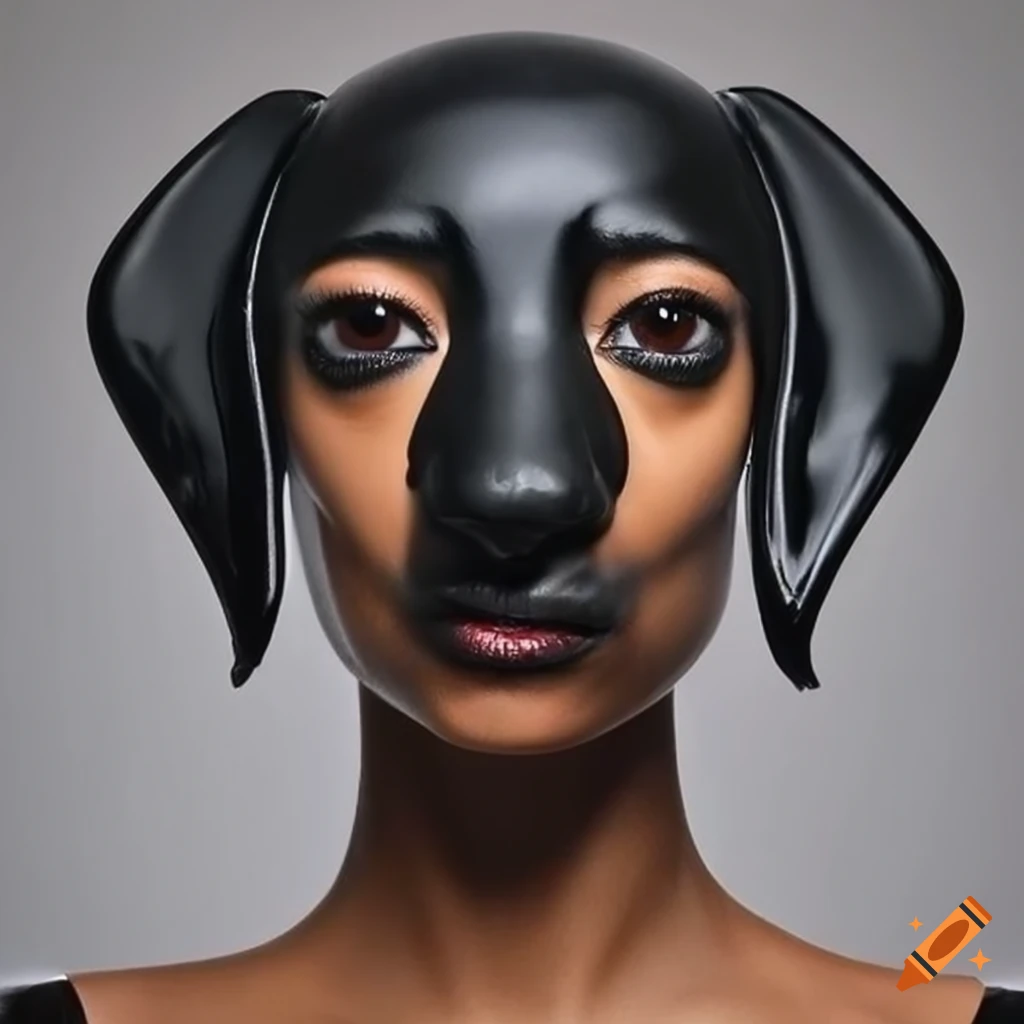 black latex emily ratajkowski dachshund head