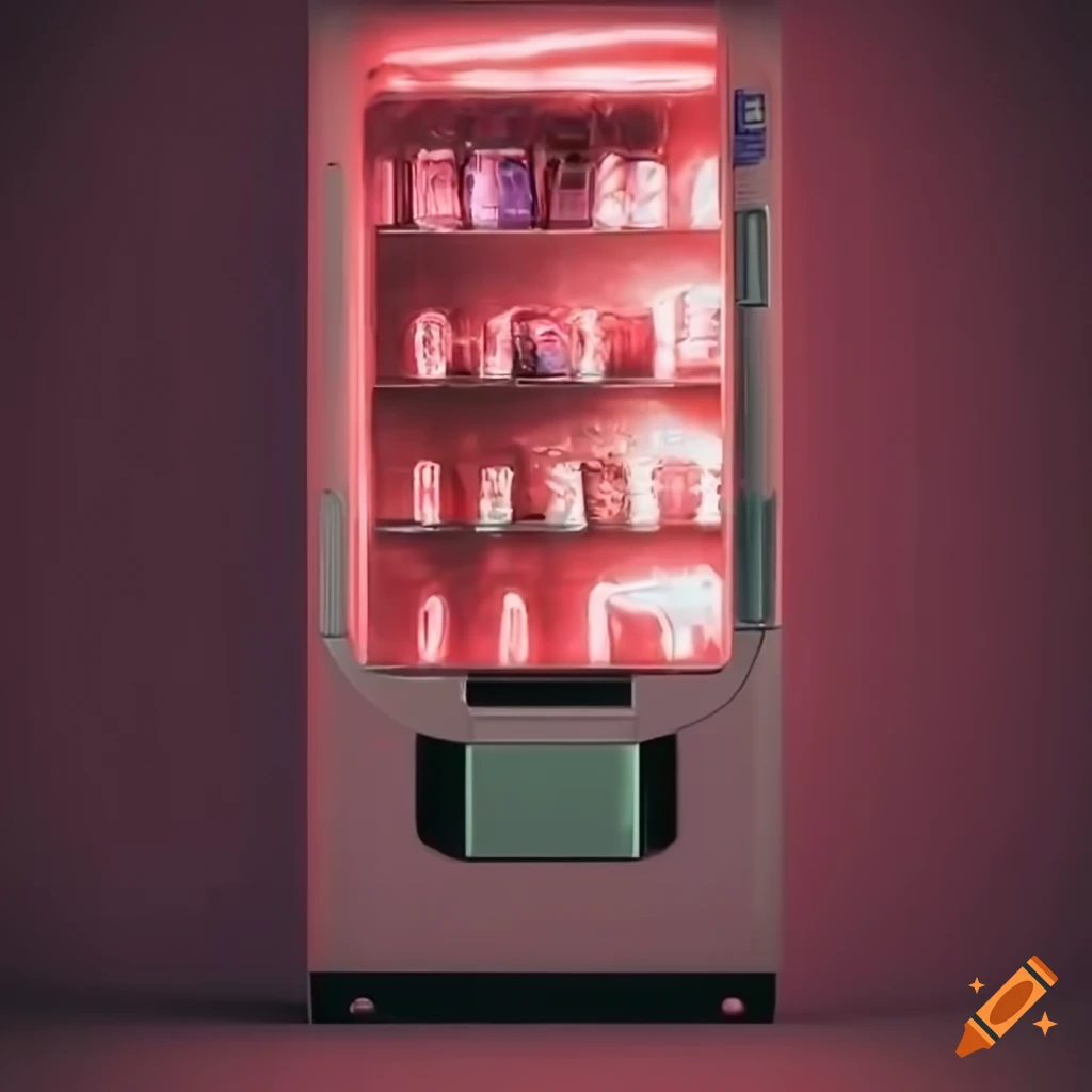 3d model of a soda vending machine with pink backlight