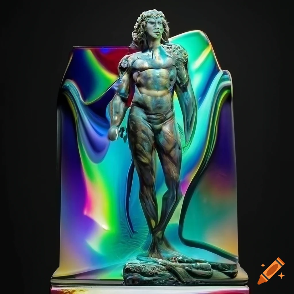 Intricately detailed marble sculpture with vibrant colors on Craiyon