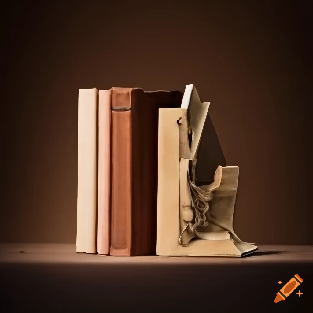 Picture of paperback books between ship bookends on Craiyon