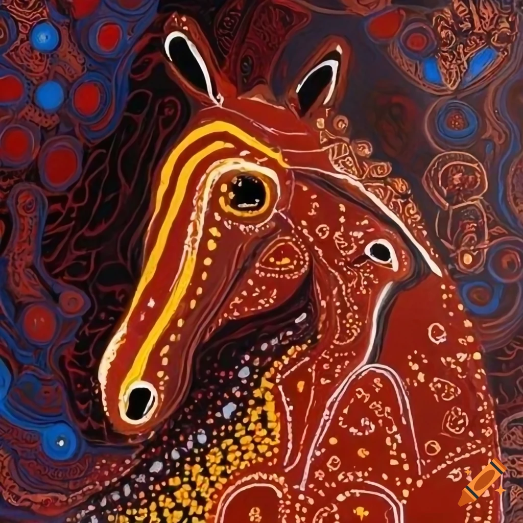 Aboriginal artwork of horses on Craiyon