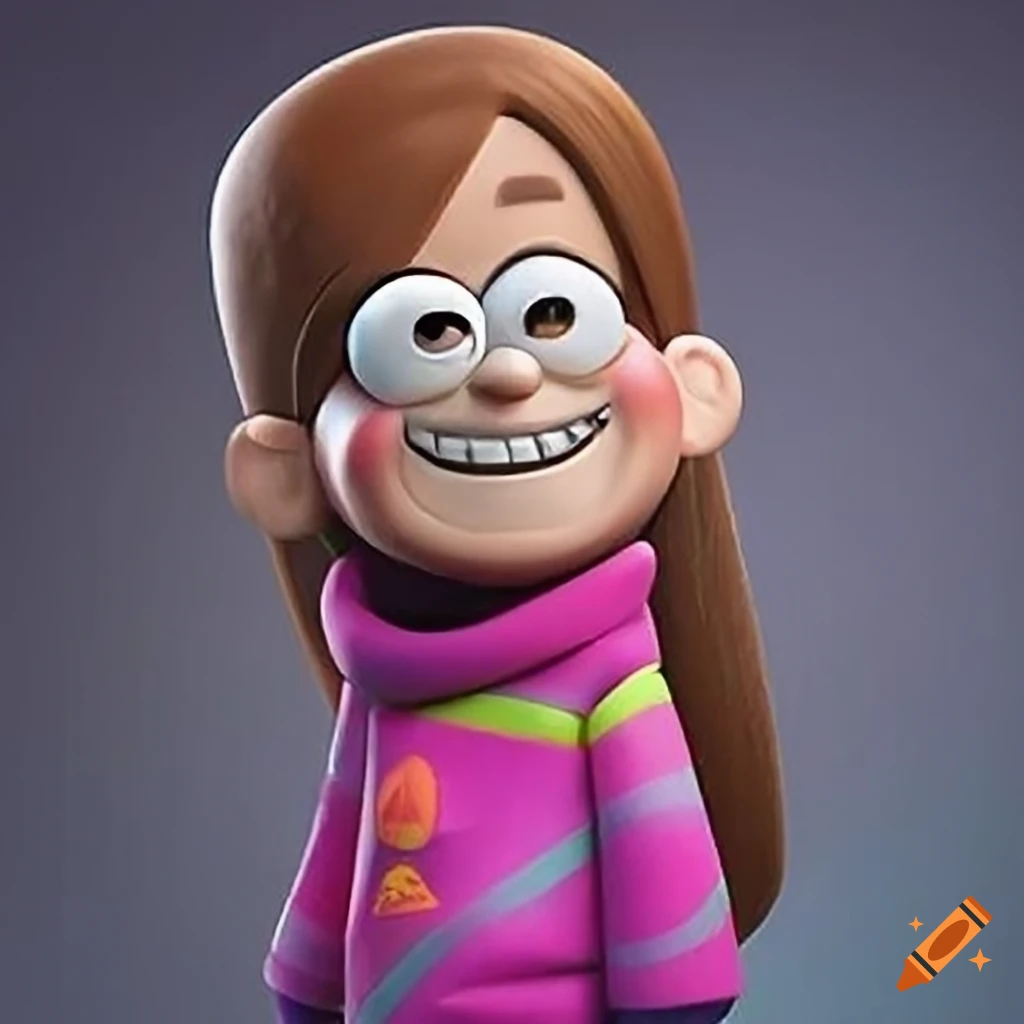Detailed portrait of mabel pines from reallife to cartoon
