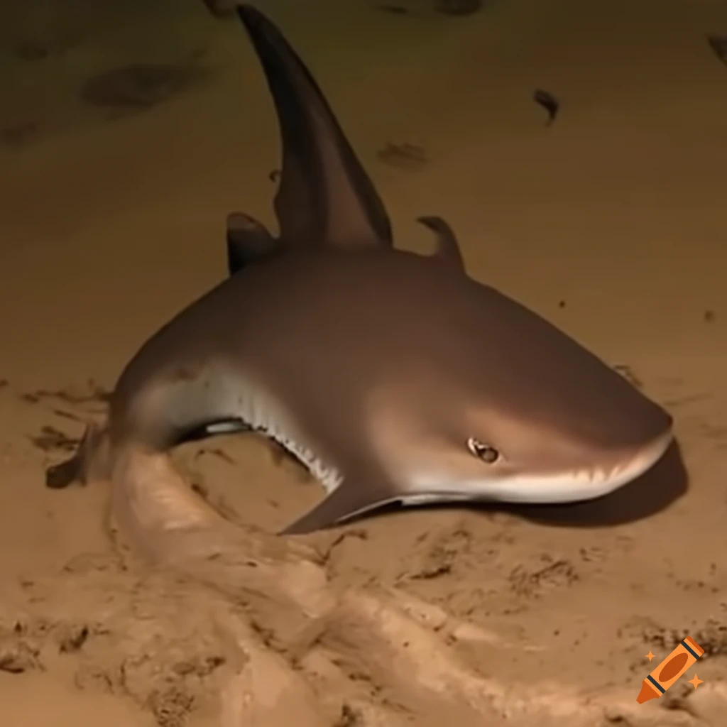 prehistoric shark crawling in mud