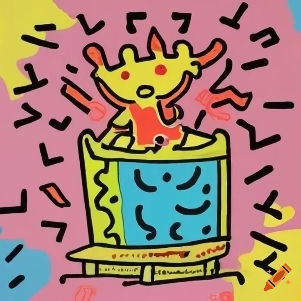 Keith haringinspired library party artwork
