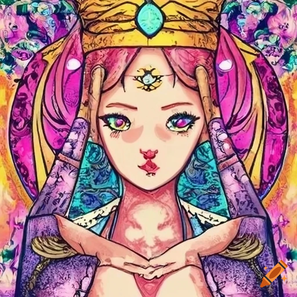 colorful Tarot card 'The high priestess'