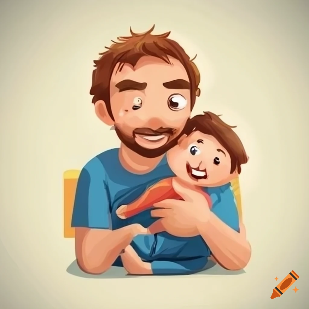 illustration of a dad in a children's book style