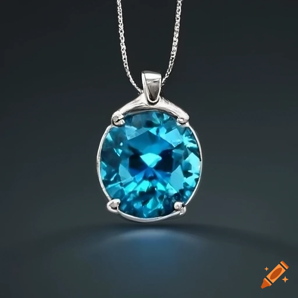 sterling silver pendant with blue zircon stone