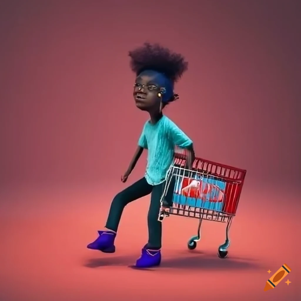 image of a young boy pushing a shopping cart with Shop with Geez branding