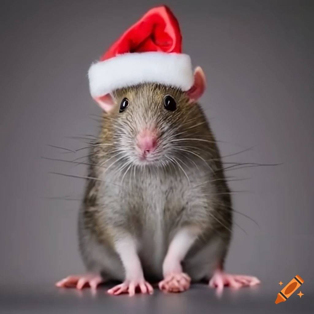 A rat wearing a santa hat and suit on craiyon
