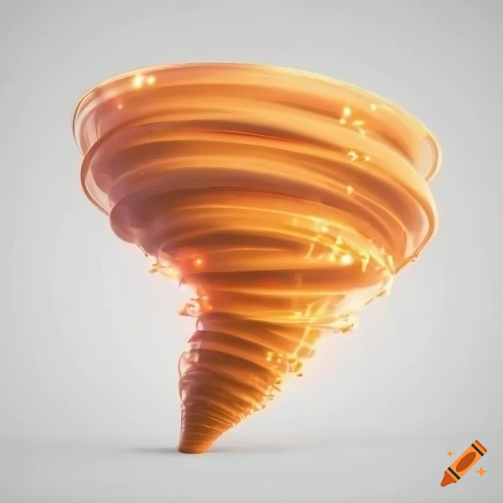 3D rendering of a tornado with orange lights