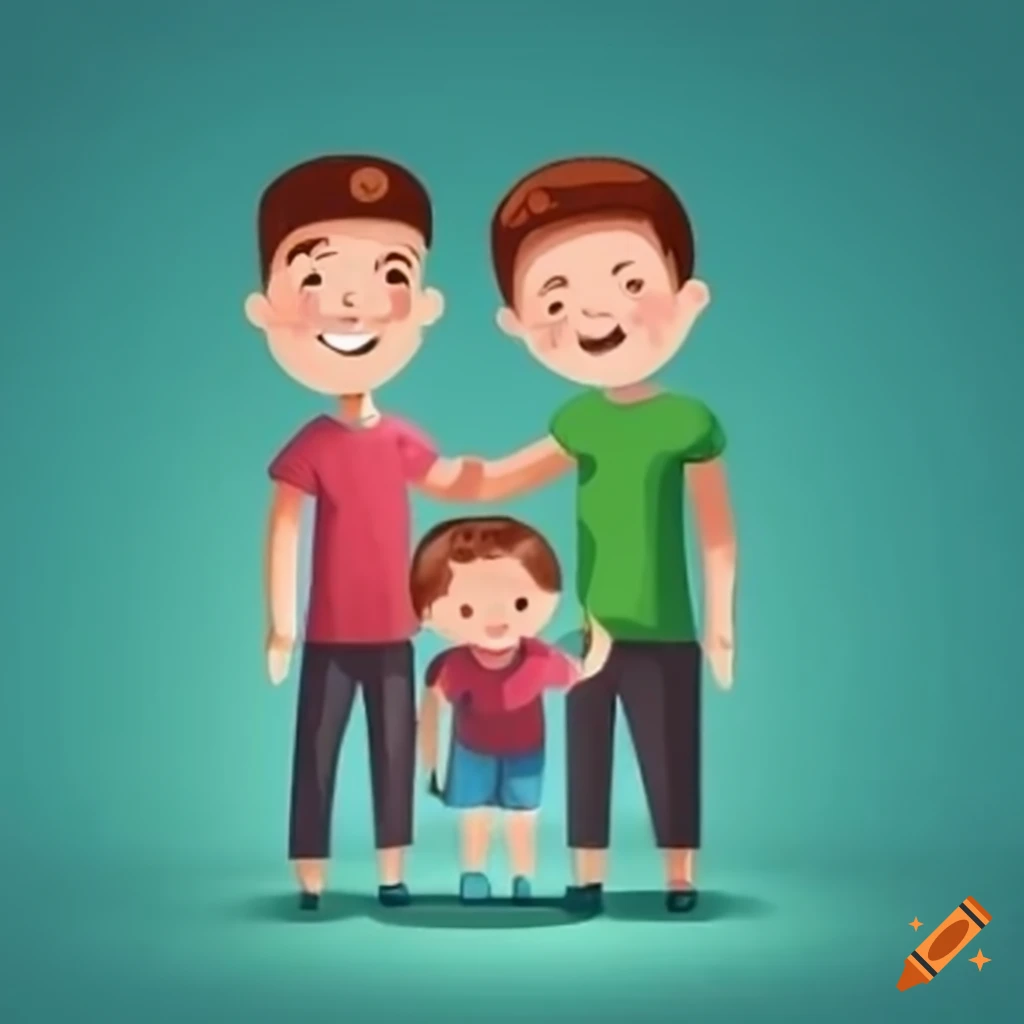 family portrait of two men and a child