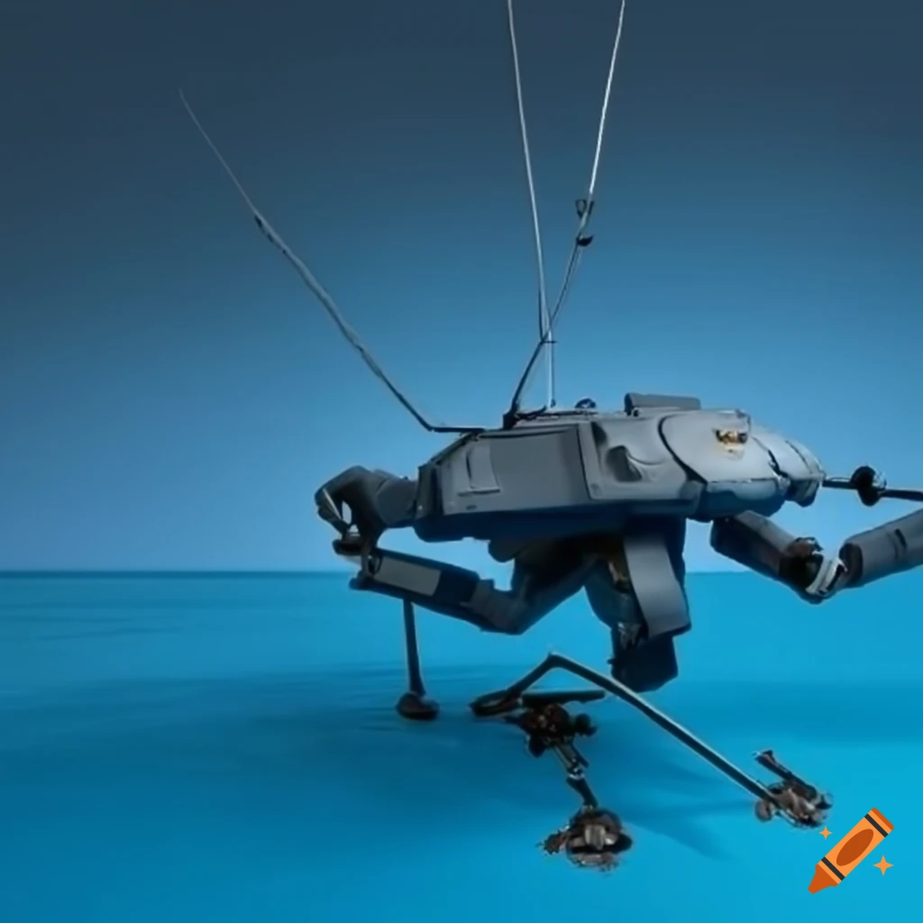 light hydrodynamic Mech standing on the beach
