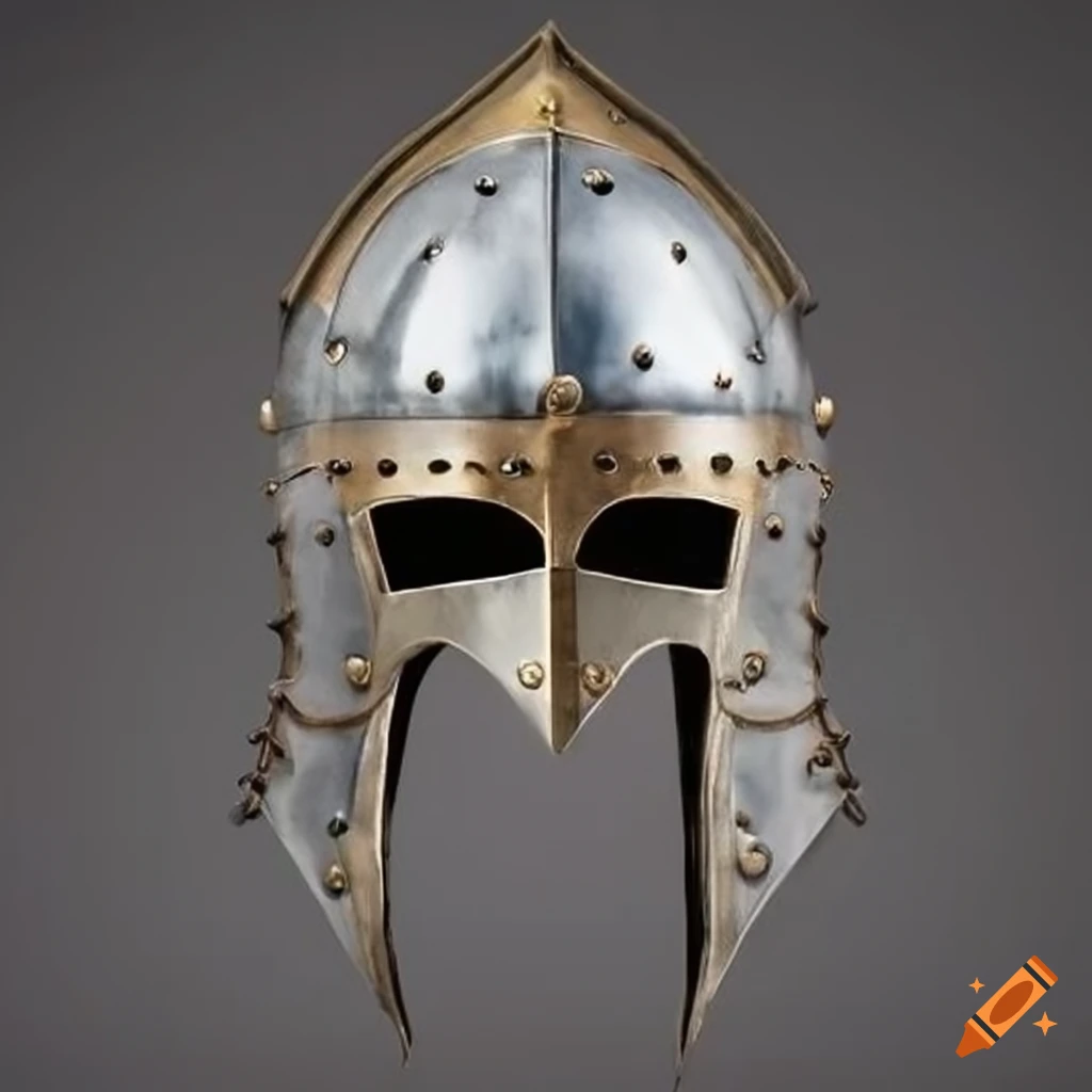 mythic steel helmet with intricate design