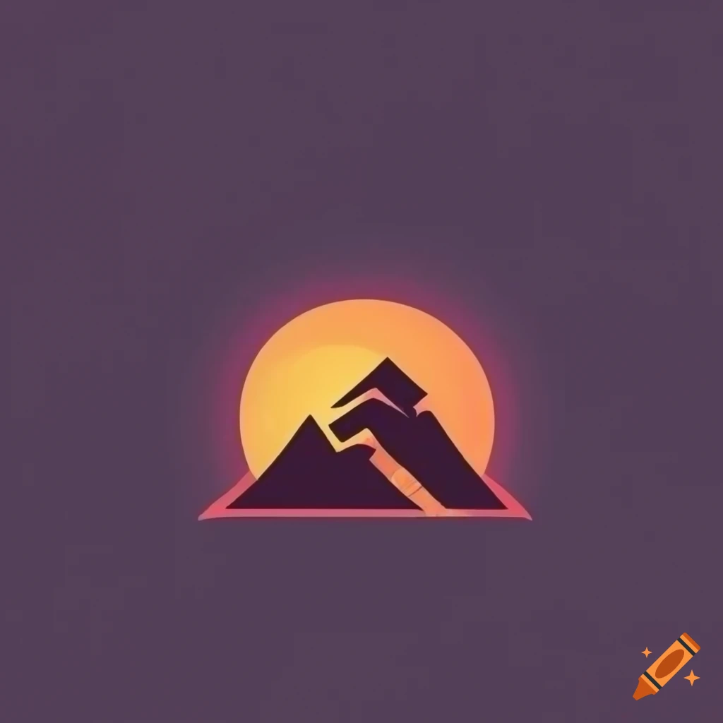 simple logo of dark mountains at sunset