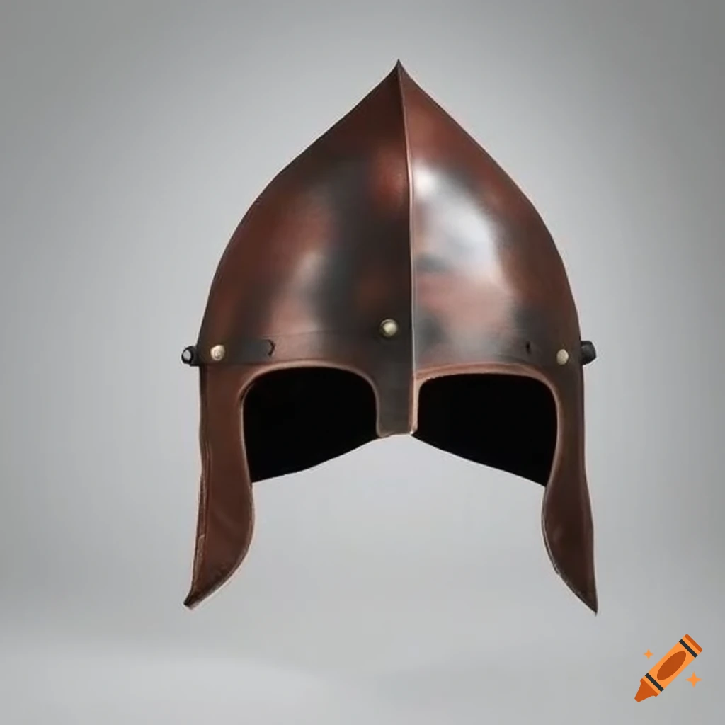Medieval leather helmet on Craiyon