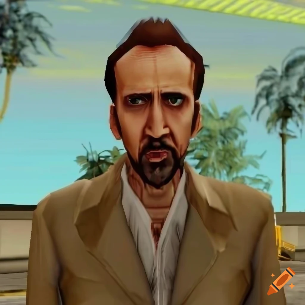 Nicolas cage character in gta san andreas on Craiyon