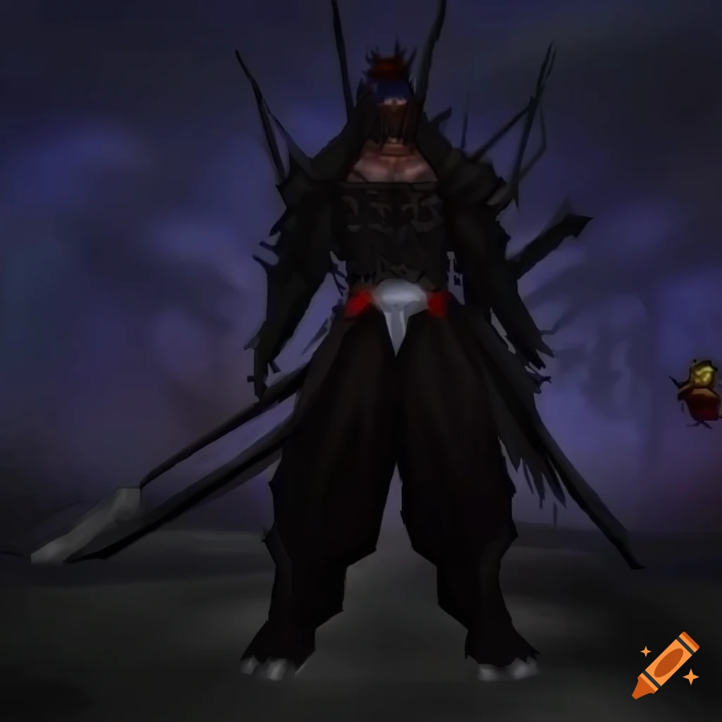 illustration of Ichigo Kurosaki in Warcraft III style