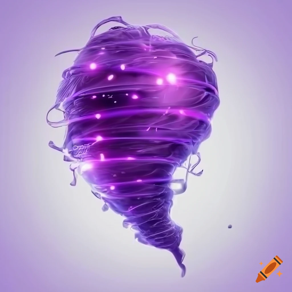 3D rendering of a purple-lit tornado on a white background
