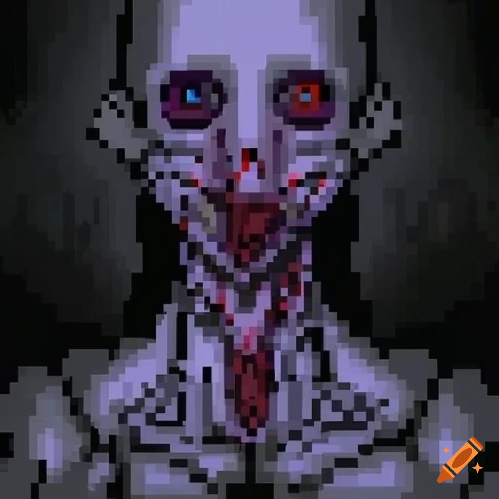 pixel art portrait of a corrupted character