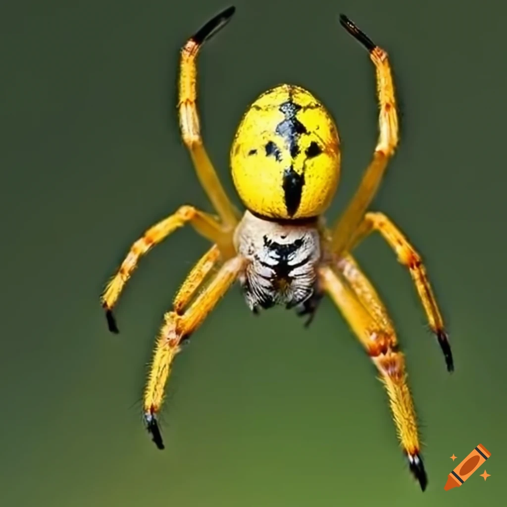 image of a yellow spider with black cross marking