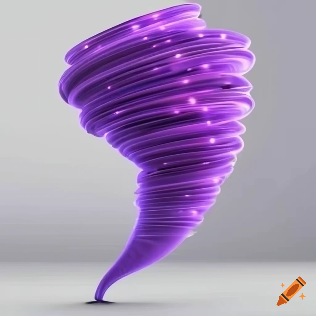 3D rendering of a powerful tornado with purple lights