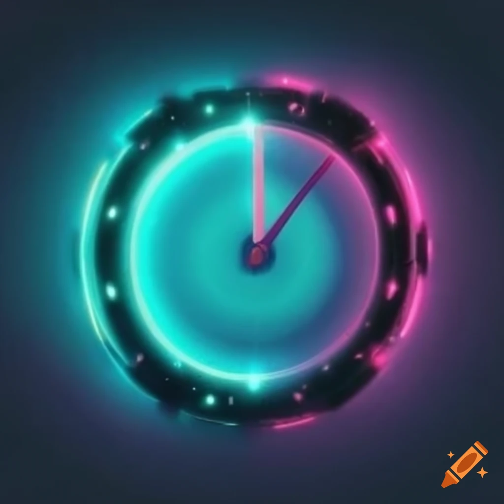 futuristic clock portal logo design