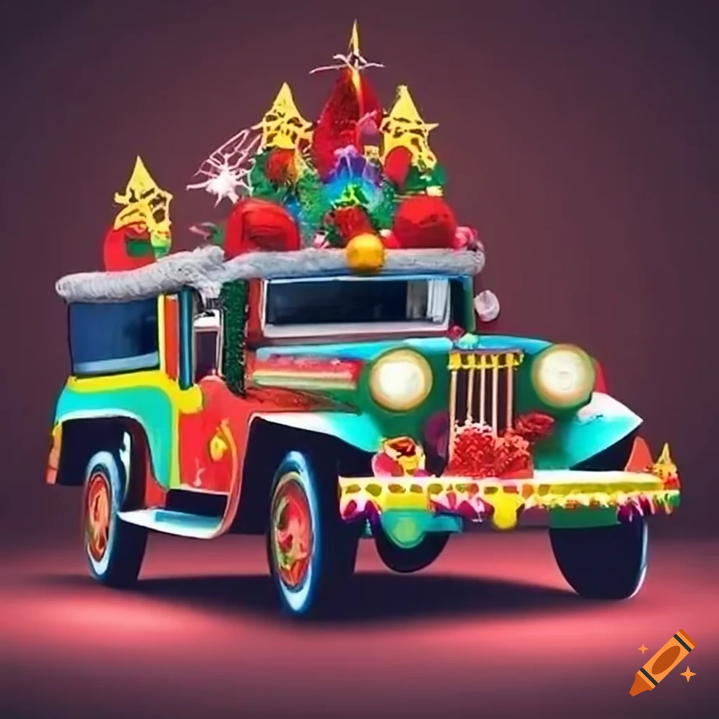 festive jeepney decorated for Christmas