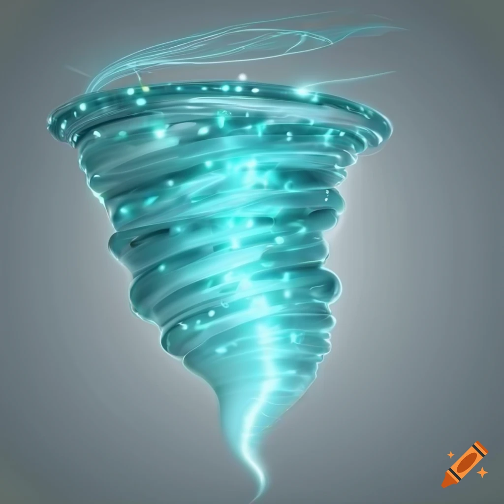 3D rendering of a glowing tornado on a white background