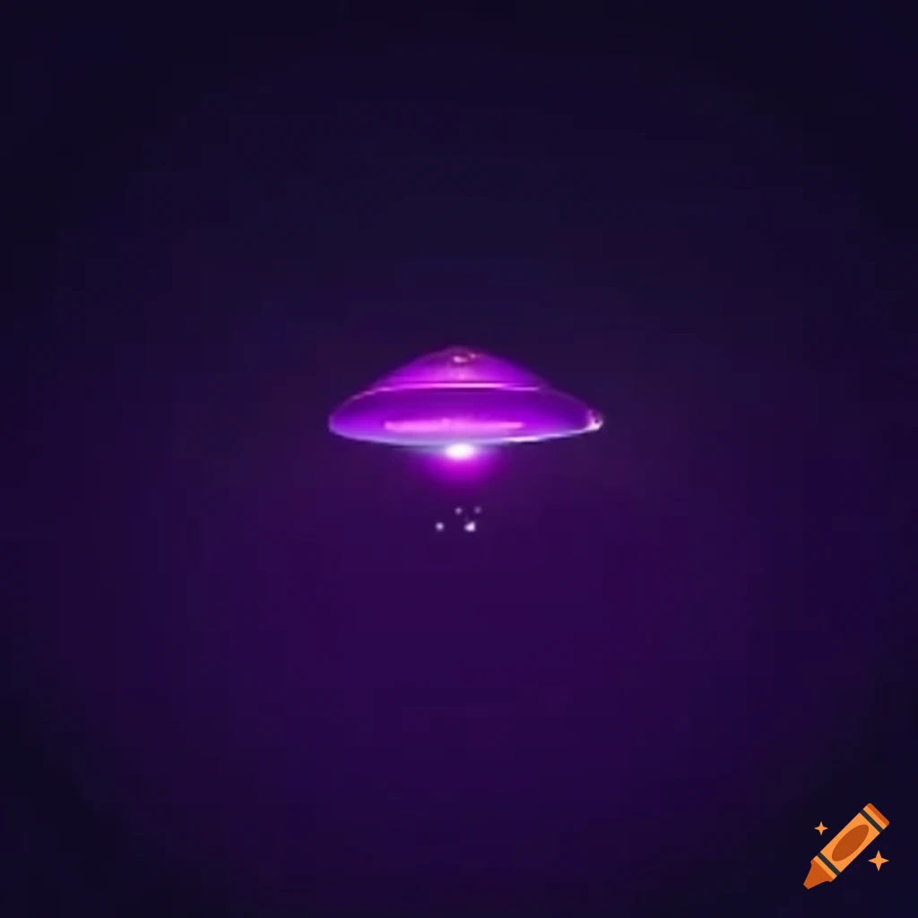 Purple ufo flying in the night sky on Craiyon