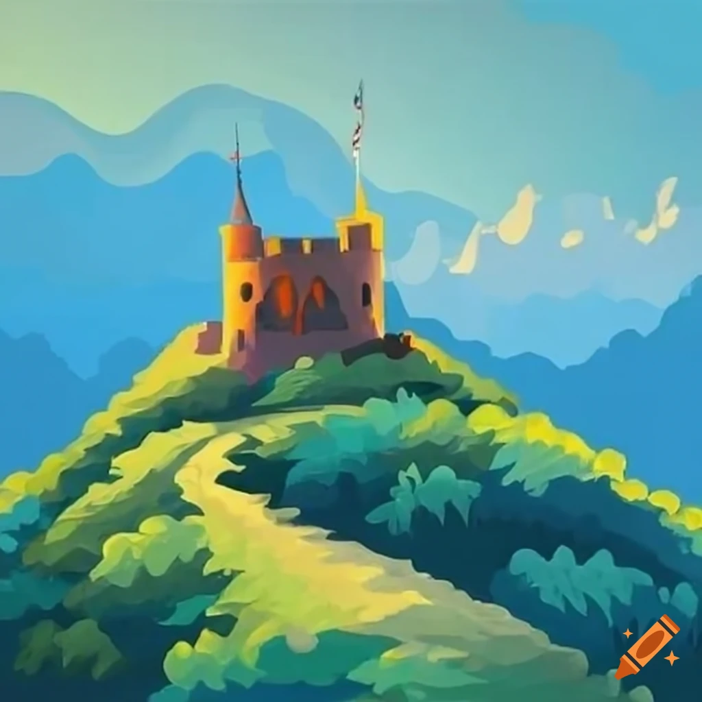 Serene castle on a hill on Craiyon