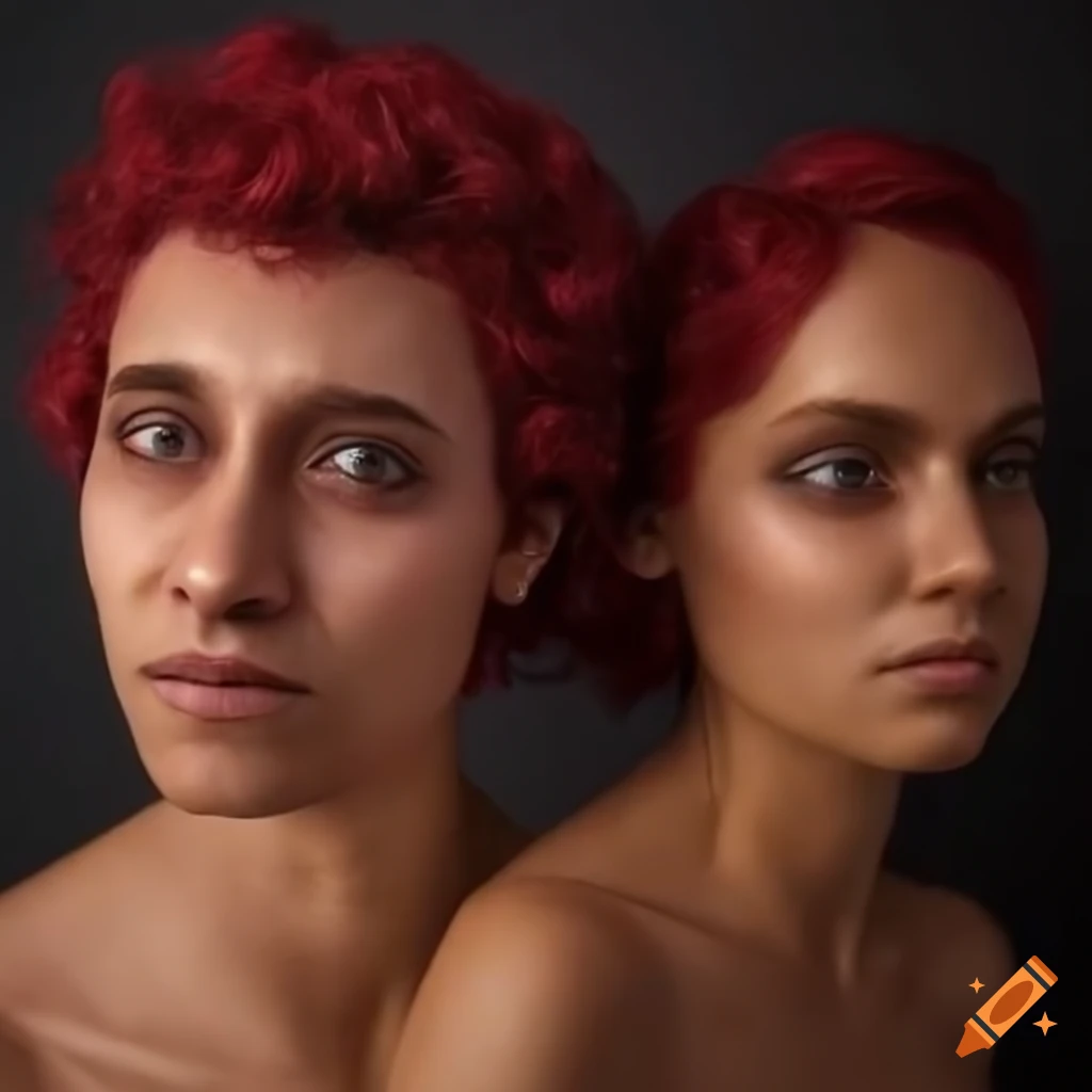 portrait of a maroon-haired humanoid alien couple