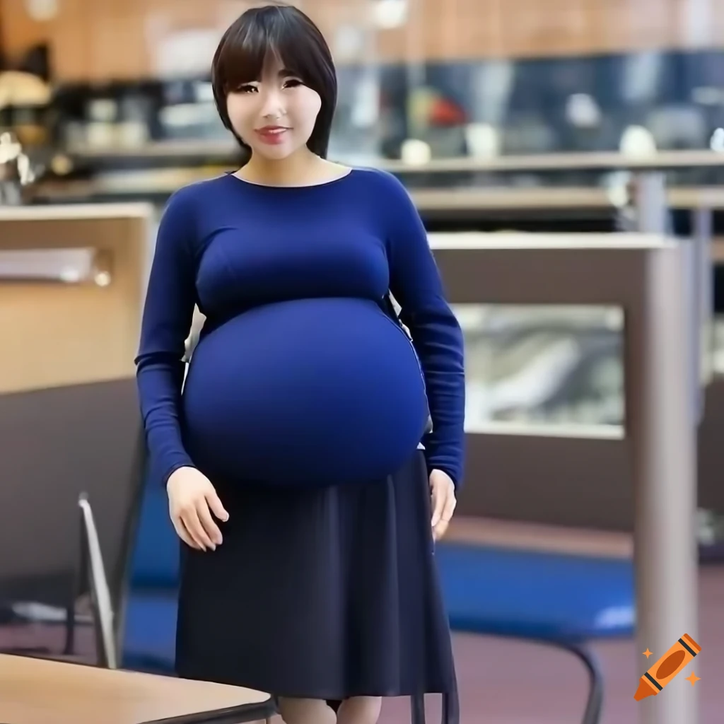 Photo Of A Pregnant Japanese Girl In Stylish Outfit
