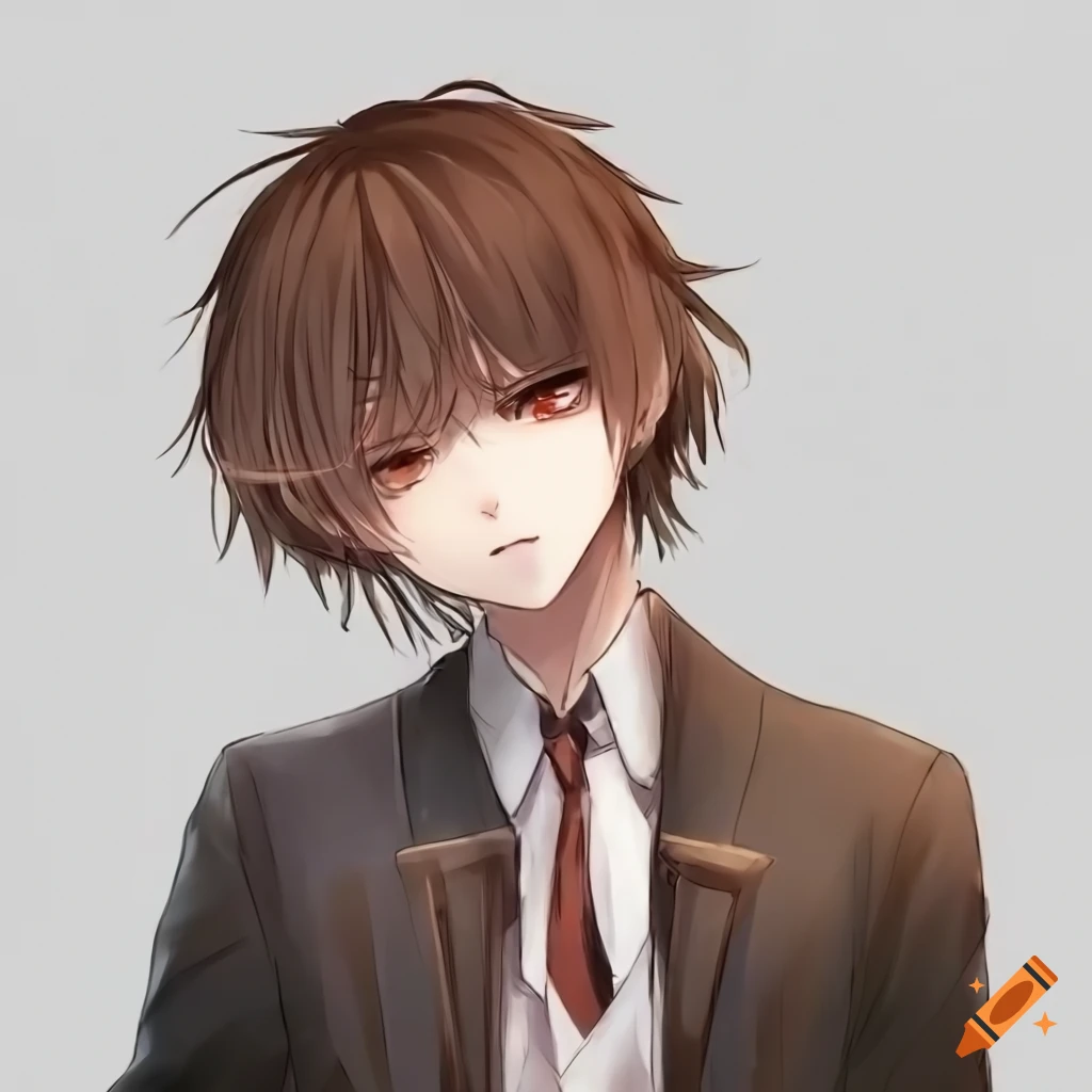 anime-style portrait of a sassy looking teenage boy