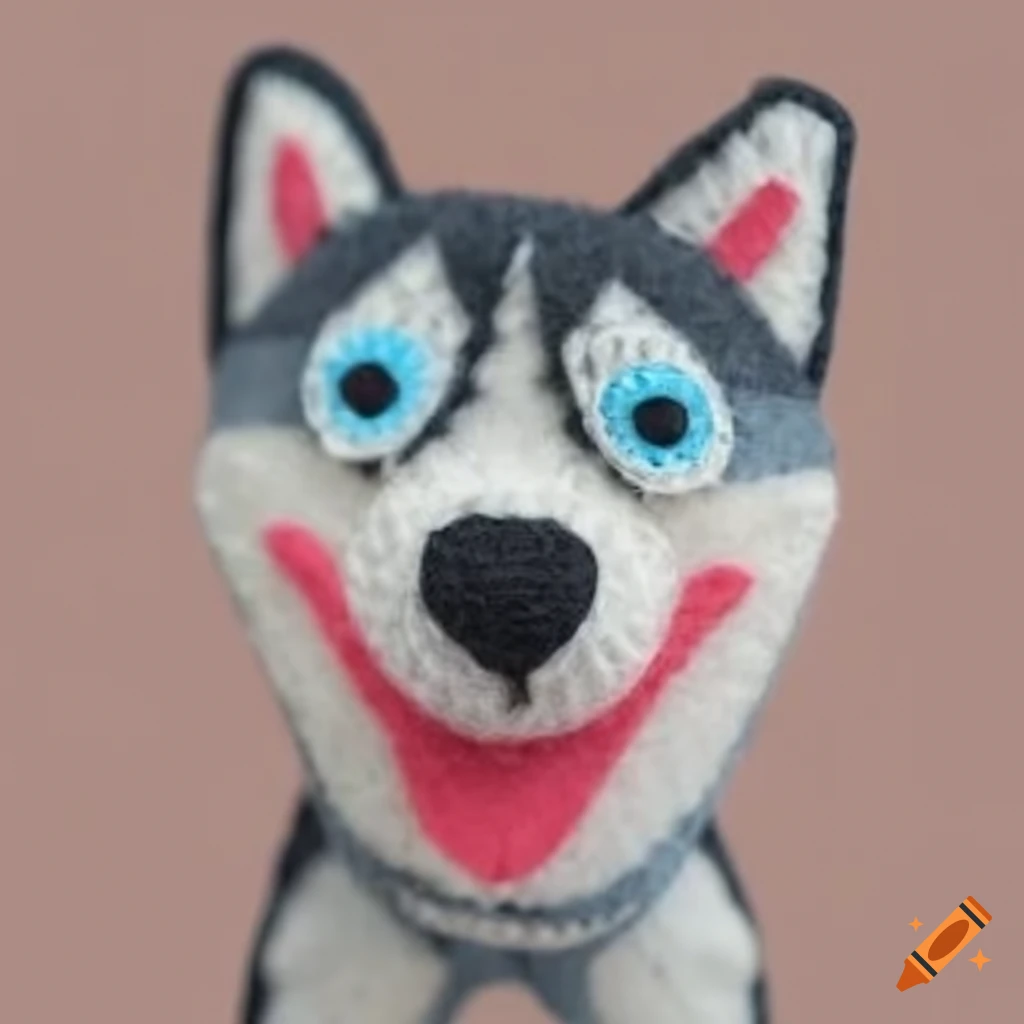 handcrafted felt husky sculpture